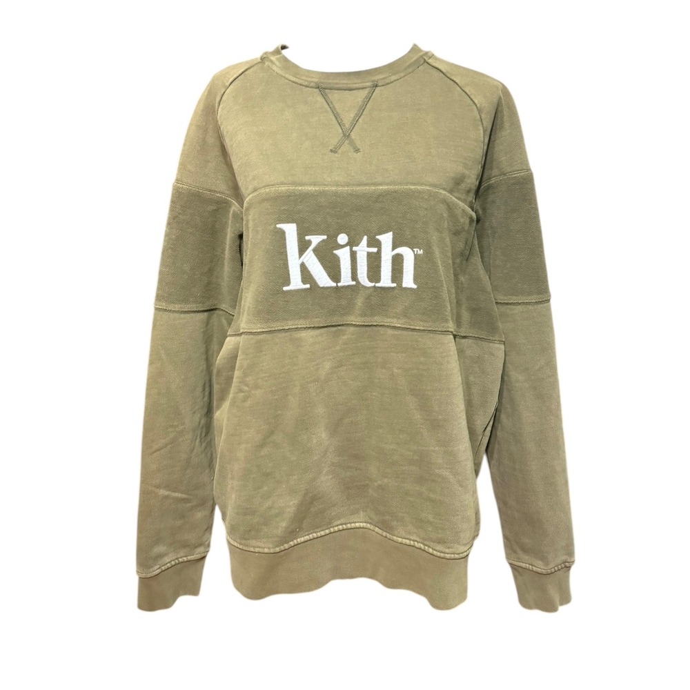Kith Paneled Williams Crewneck Sweatshirt‎ Olive Green Men's Size L